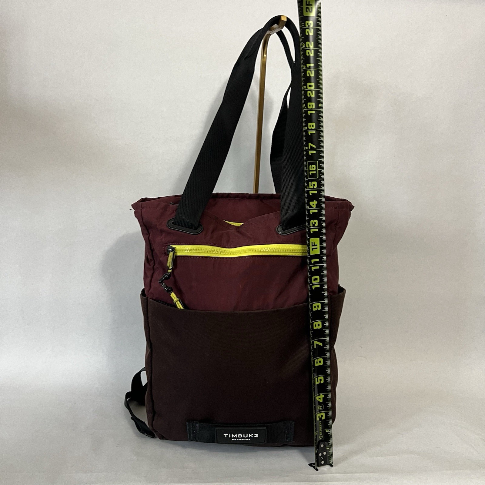 TIMBUK2 Backpack Scholar Tote Pack OS Brown & Red Zippers.