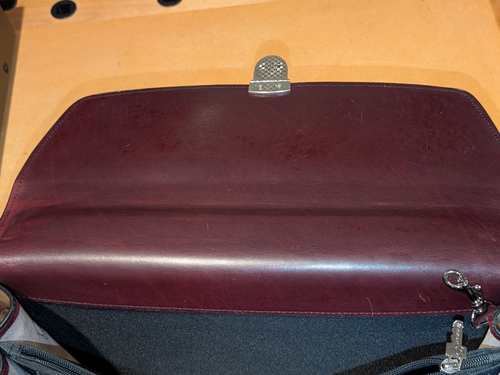 VTG Burgundy Leather Briefcase Jack Georges Originals Lockable w strap & key