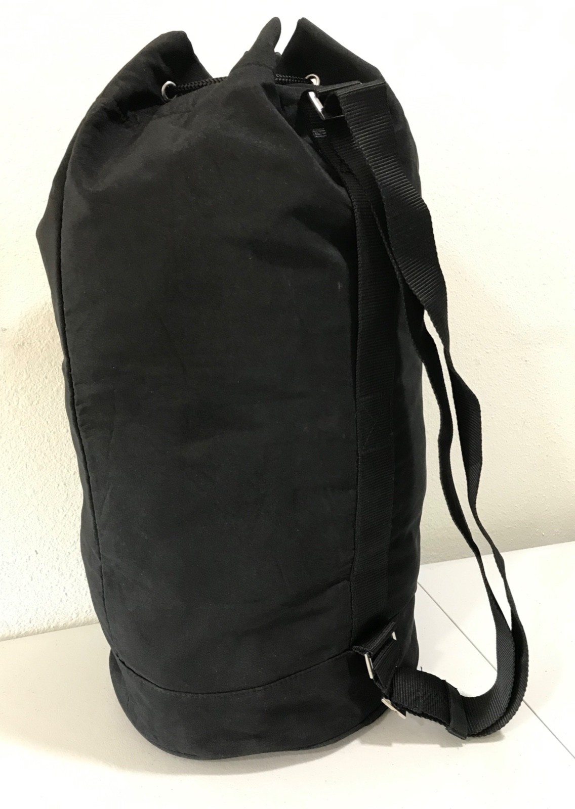 Prada Luna Rossa Extreme Black Drawstring Closure Duffel Sling Bag Shoulder