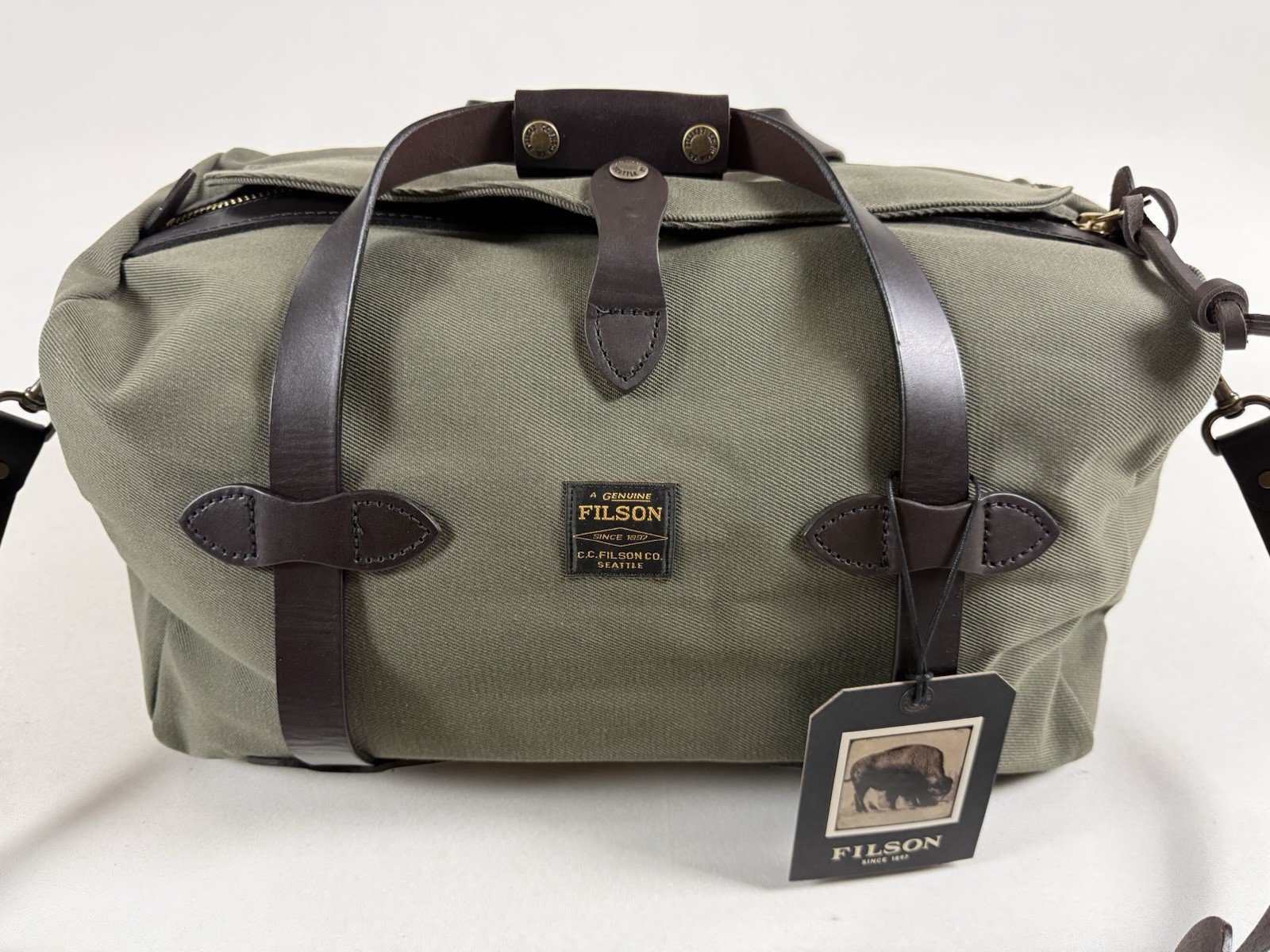 FILSON SMALL RUGGED TWILL DUFFLE BAG OTTER GEEEN NWT SOLD OUT