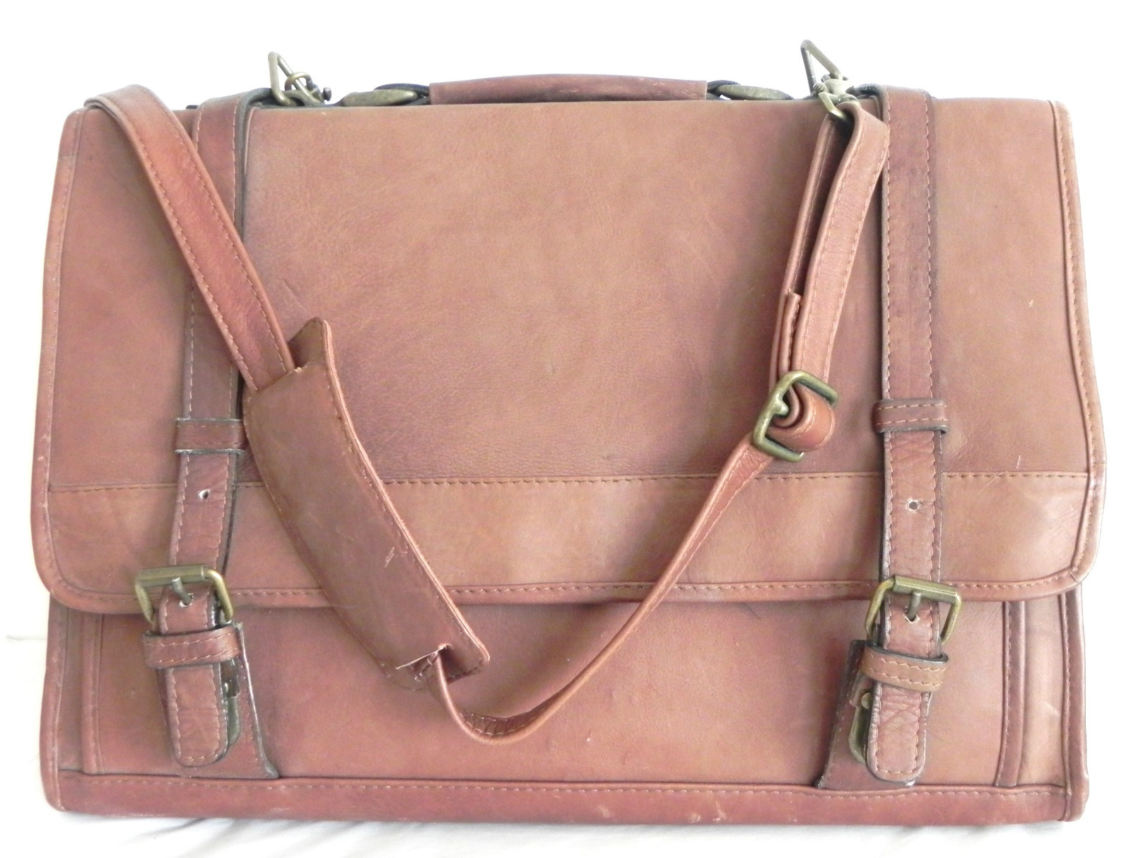 USL Briefcase/Laptop/Shoulder Bag Brown Genuine Colombia Leather Hand Crafted