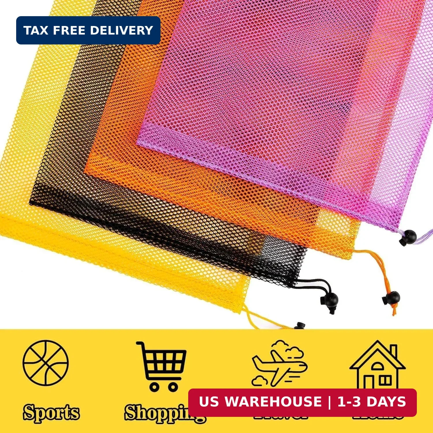 7PCS Colorful Mesh Drawstring Bag – Mesh Bag 18×12 Inch Breathable Nylon Mesh St
