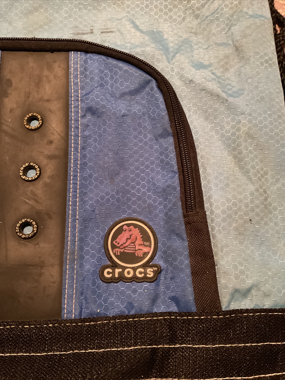 Crocs Blue Drawstring Backpack Bag w/ pocket