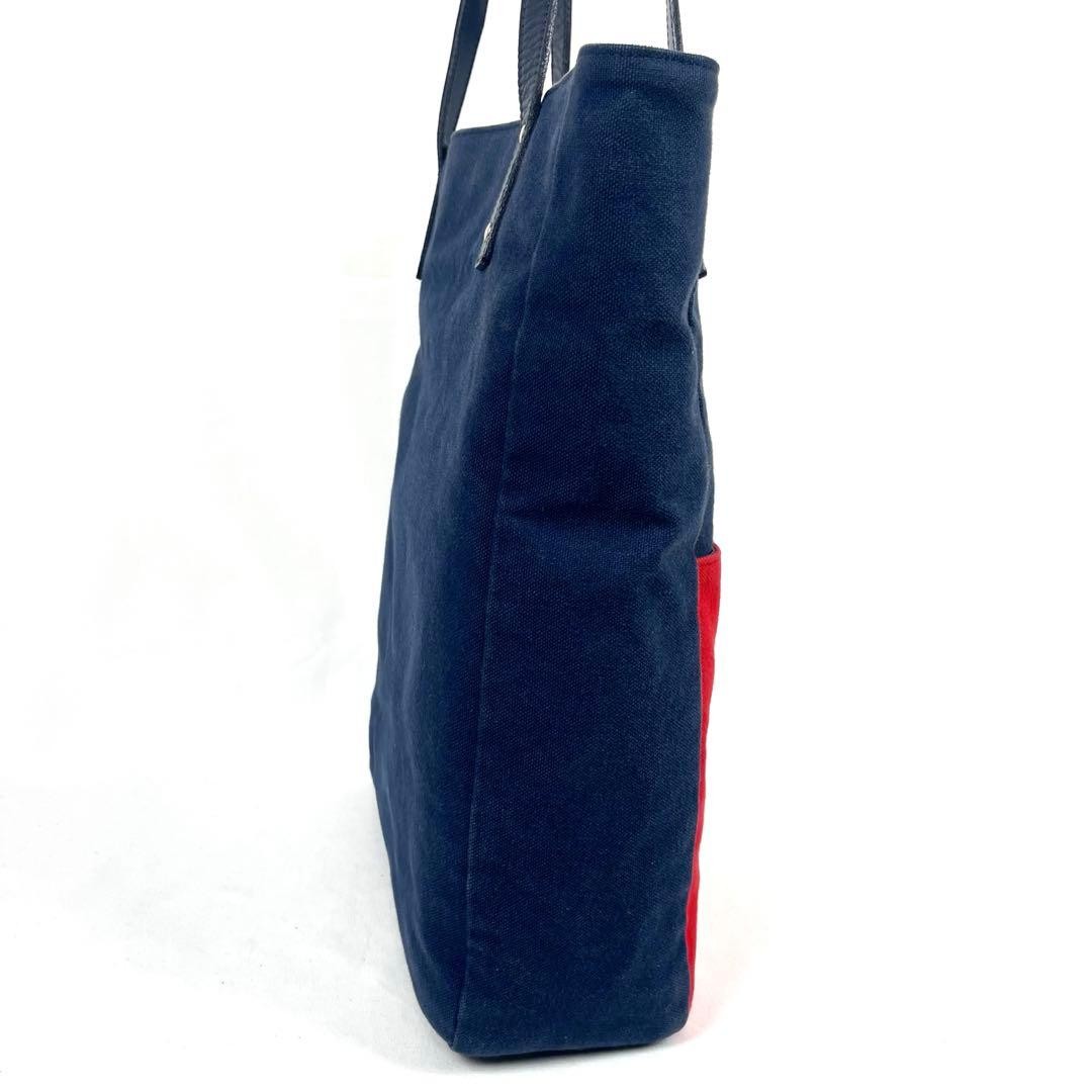 Authentic Burberry Black Label Canvas Tote Bag 37cm Night Red Logo Embossed Leat