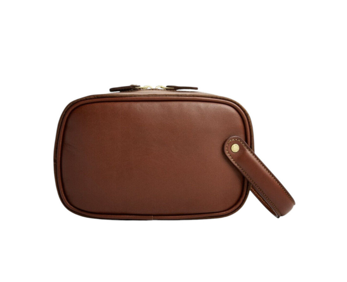 Men’s Ghurka Chestnut Leather Bowery No. 309 Dopp Kit Toiletry Travel Bag New
