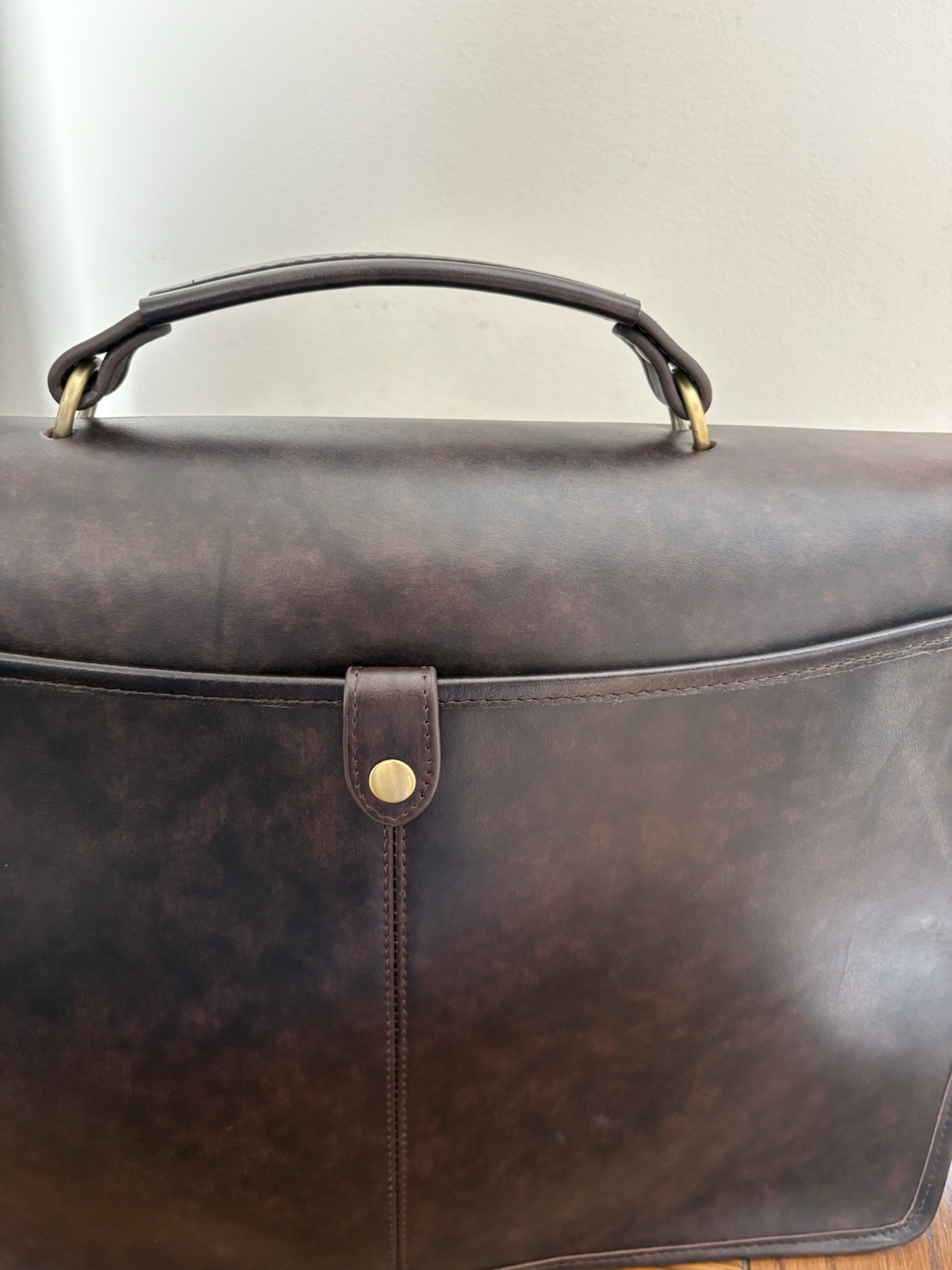 NWT Ameri Leather Briefcase Messenger Bag Chocolate Brown Leather Many Pockets