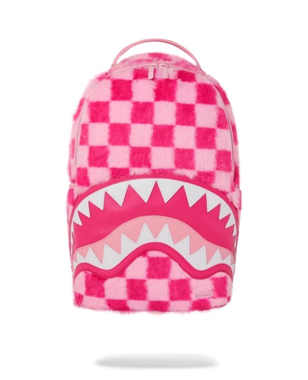 Sprayground Pink Furry Check Backpack🔥New Black Bookbag Large School Bag