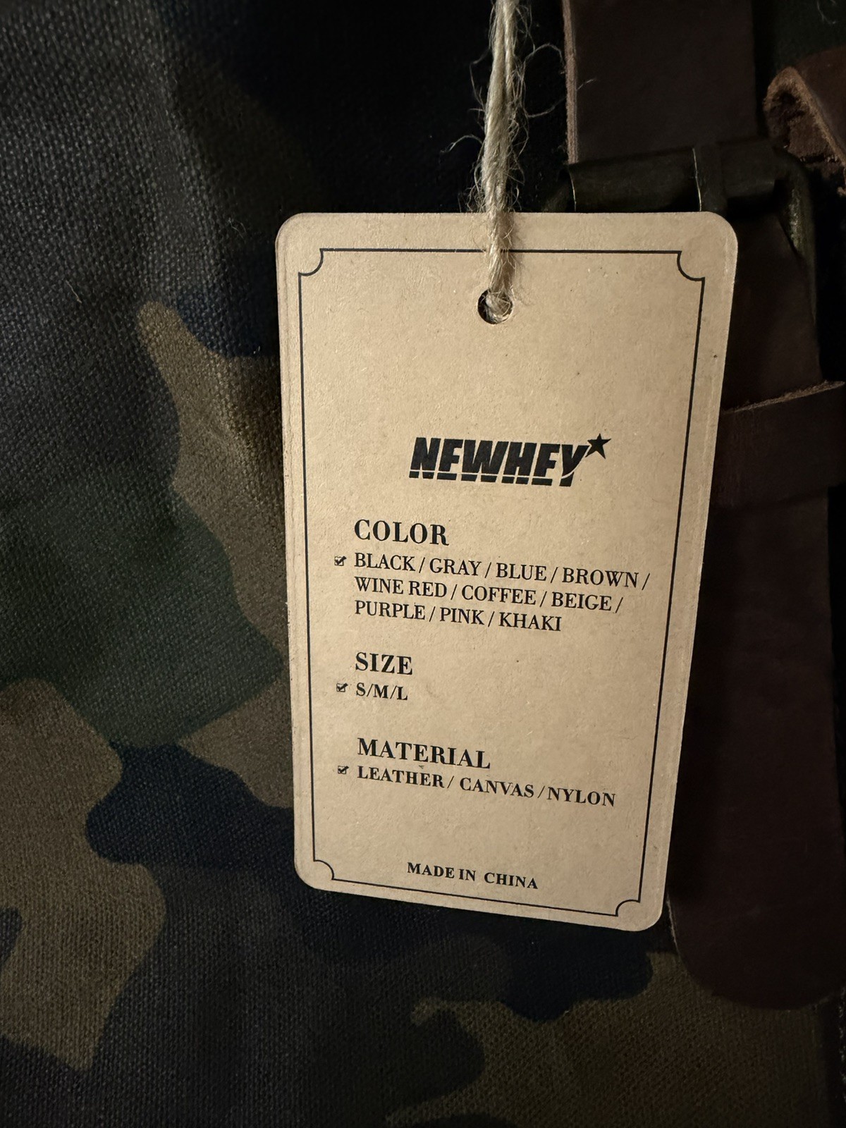 NEWHEY Weekender Leather Trim Waxed Cotton Duffle Bag Camouflage *NWT*