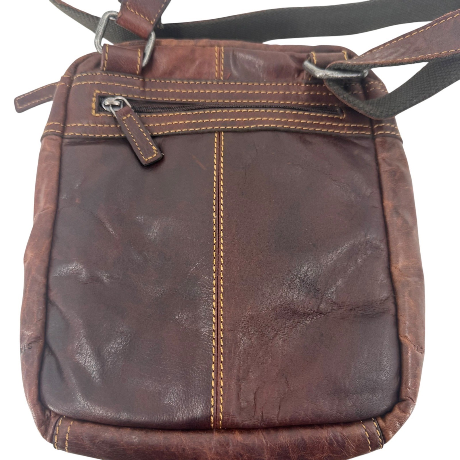 Jack Georges Brown Leather Crossbody Messenger Bag Small Vertical Tablet Bag