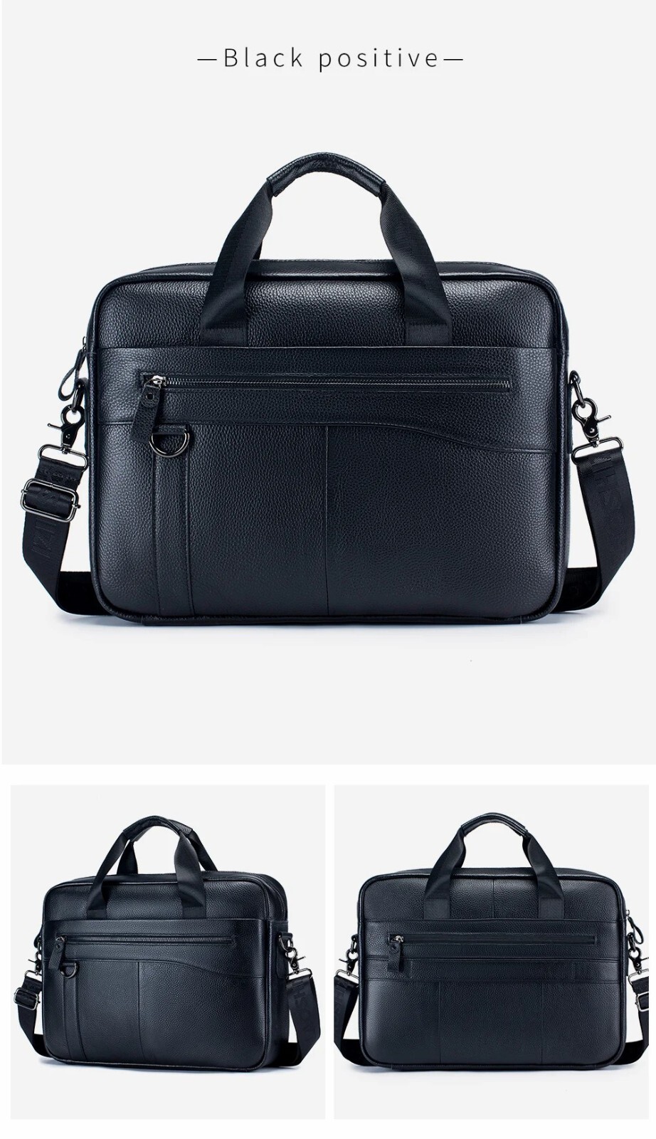 Men’s genuine leather 14 inch notebook bag, men’s office and business handbag