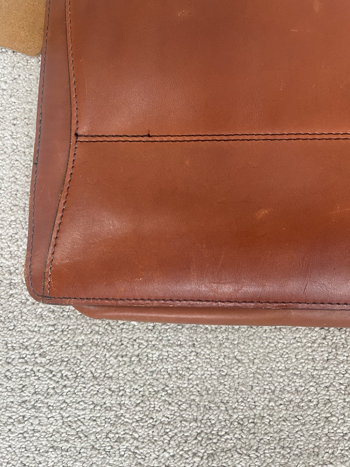 Schlesinger Brothers Briefcase Saddle Leather Vintage USA Slide Handle