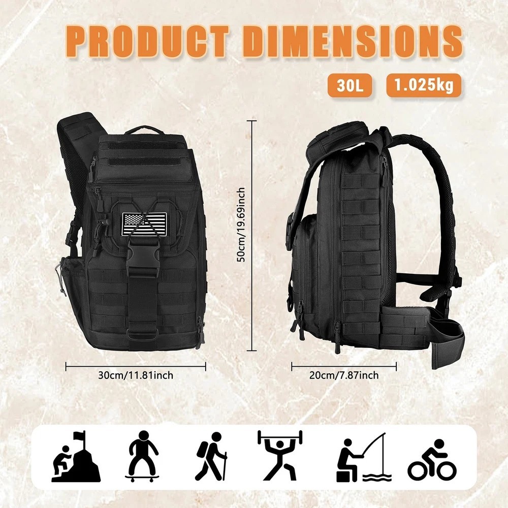 Tactical Sling Bag for Men, 30L Extra Large Tactical Bag with Bottle Holder, …