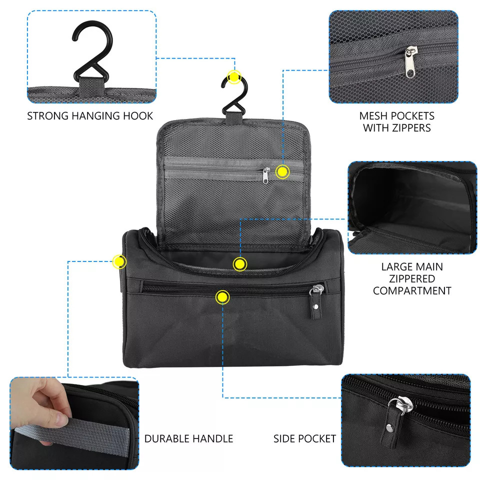 Men Women Travel Toiletry Bag Wash Kit Cosmetics Shaving Makeup Case Organizer