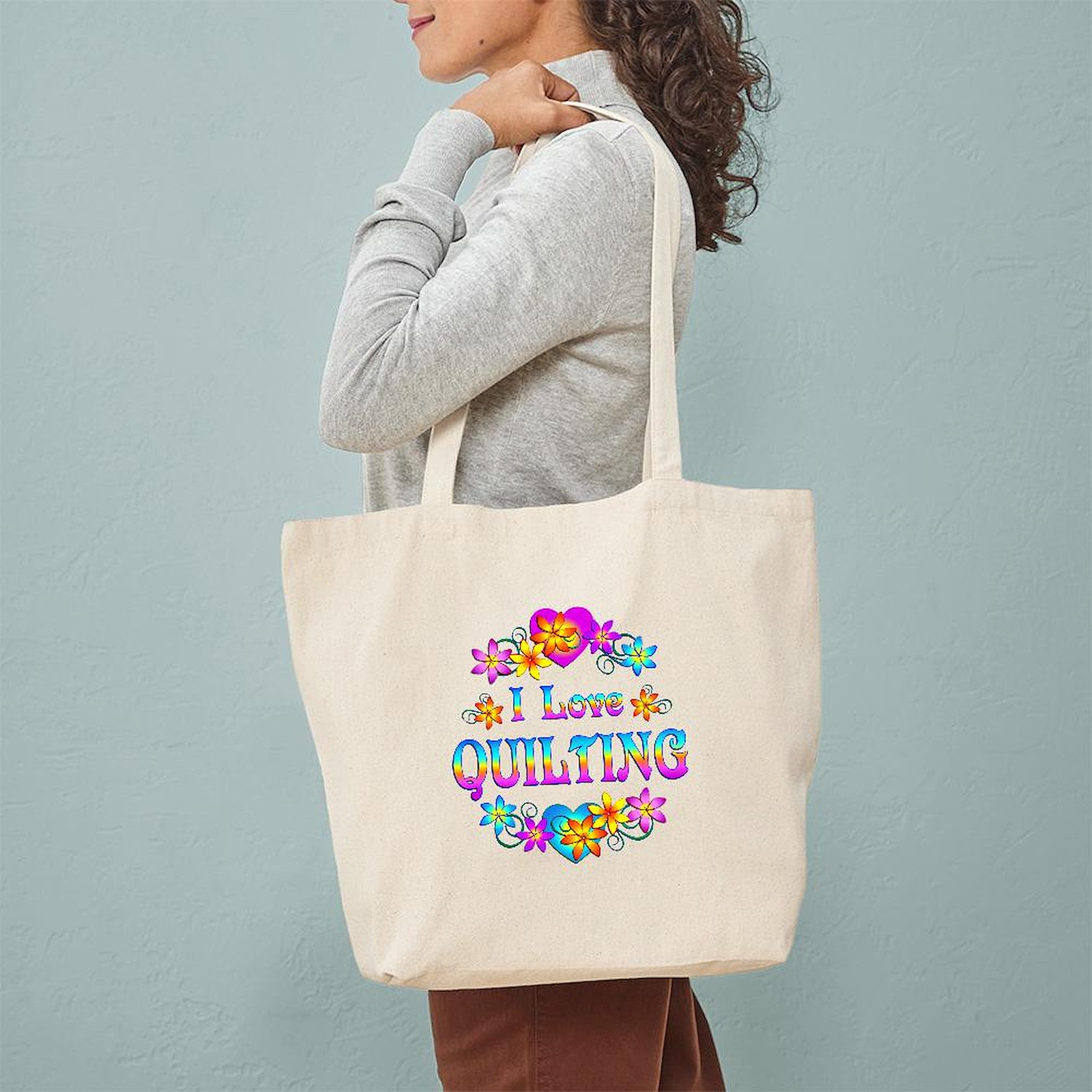 CafePress I Love Quilting Tote Bag (880820122)