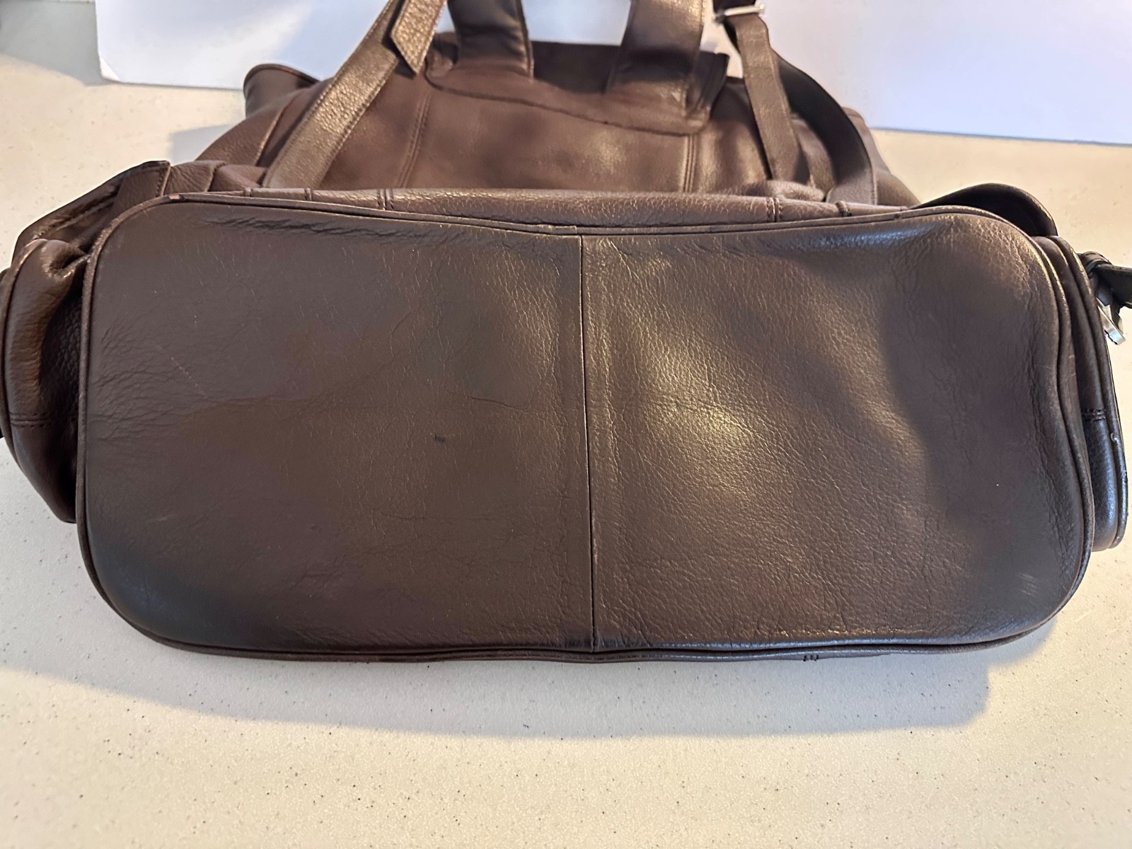 GENUINE LEATHER UNISEX BACKPACK CHOCOLATE BROWN w Multiple Pockets & Drawstring