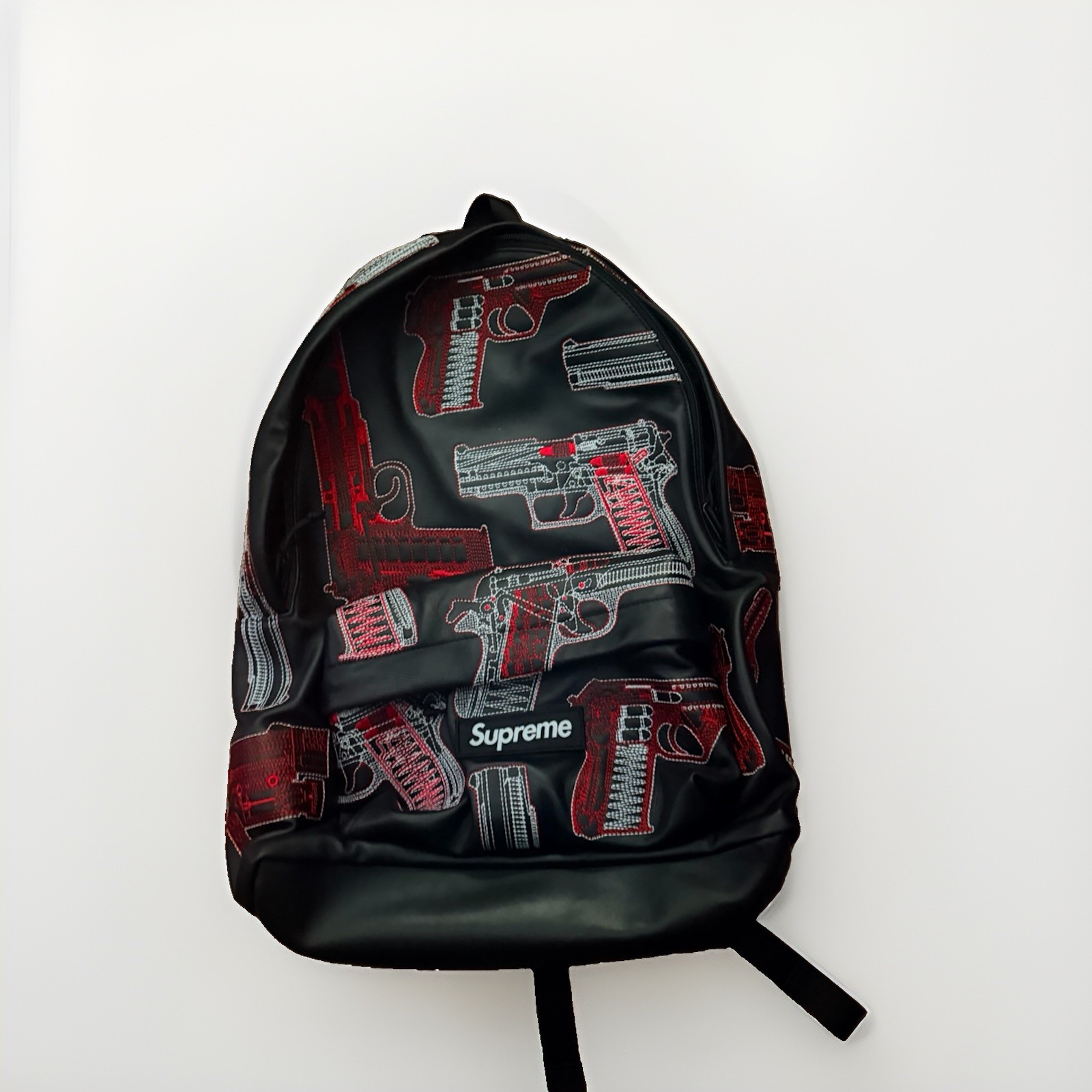 Supreme Guns Embroidered Leather Backpack – Black