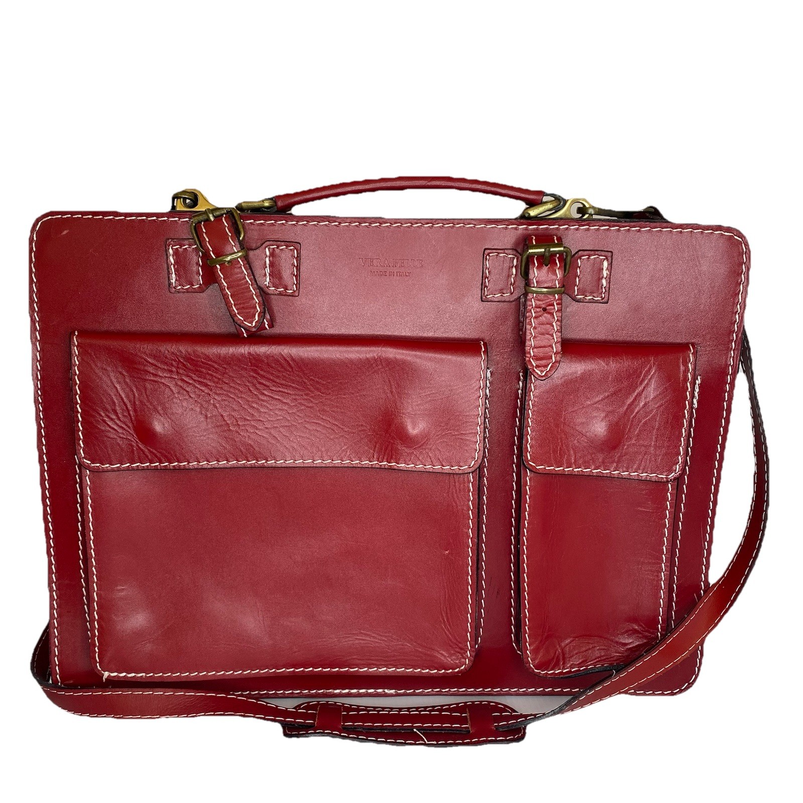 Vintage Firenze Leather Italian Laptop Briefcase Bag Black