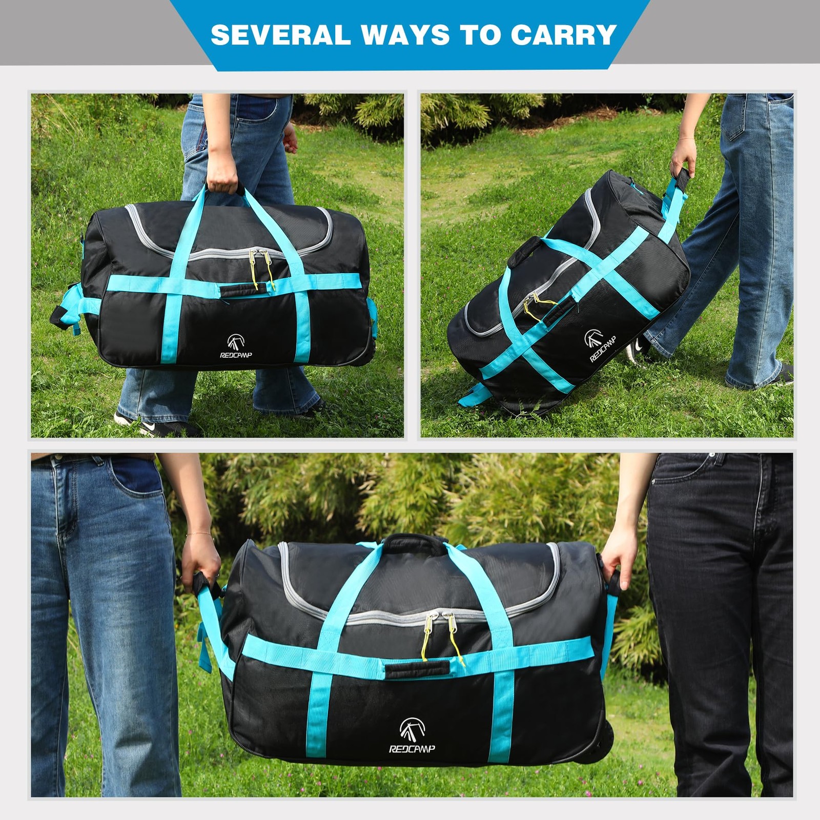 85L/120L/140L Foldable Duffle Bag with Wheels, Large Travel Duffel Bag, 85l B…