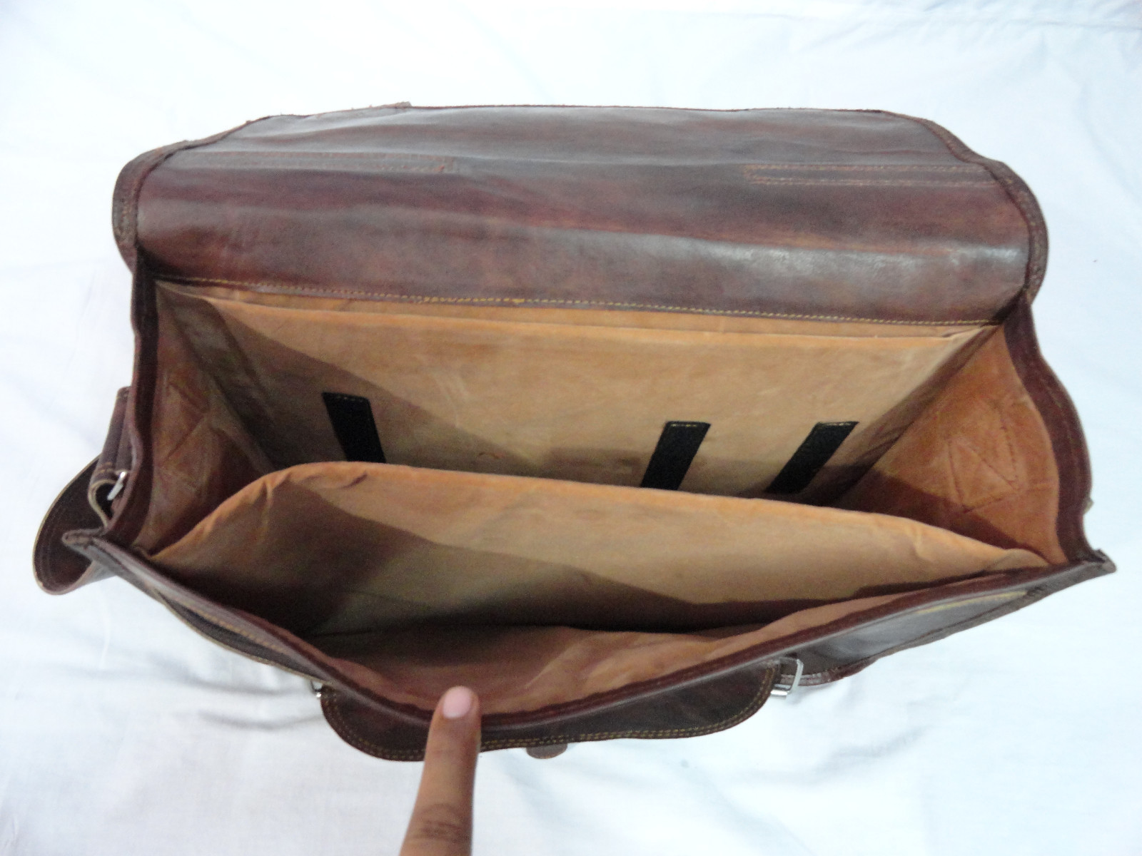 Leather Briefcase DSLR SLR Camera Messenger Bag Padded Case Satchel Shoulder 16″