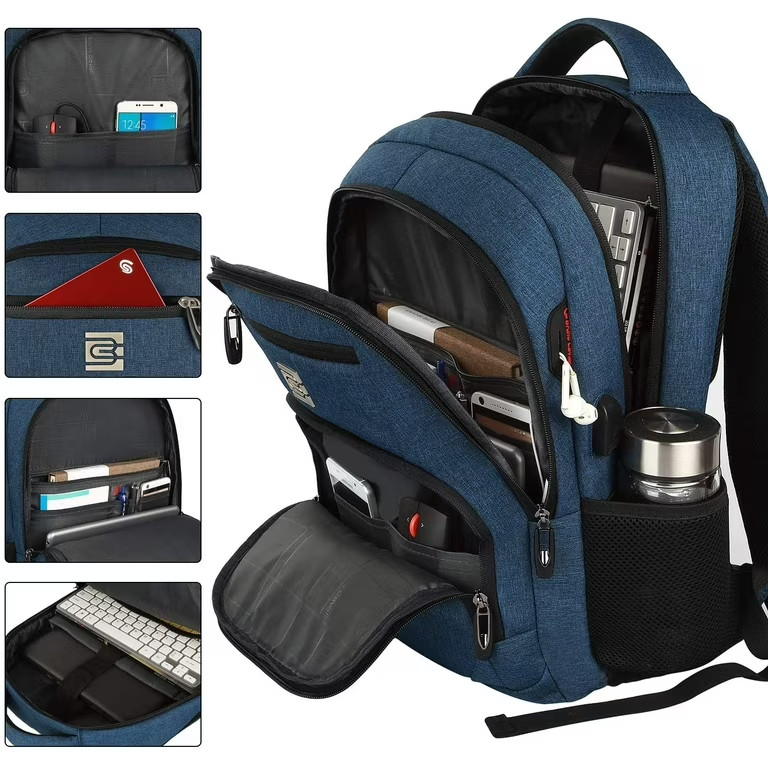 Bruno Cavalli Laptop USB Charging Backpack Blue Fairly used (damaged cupholder)