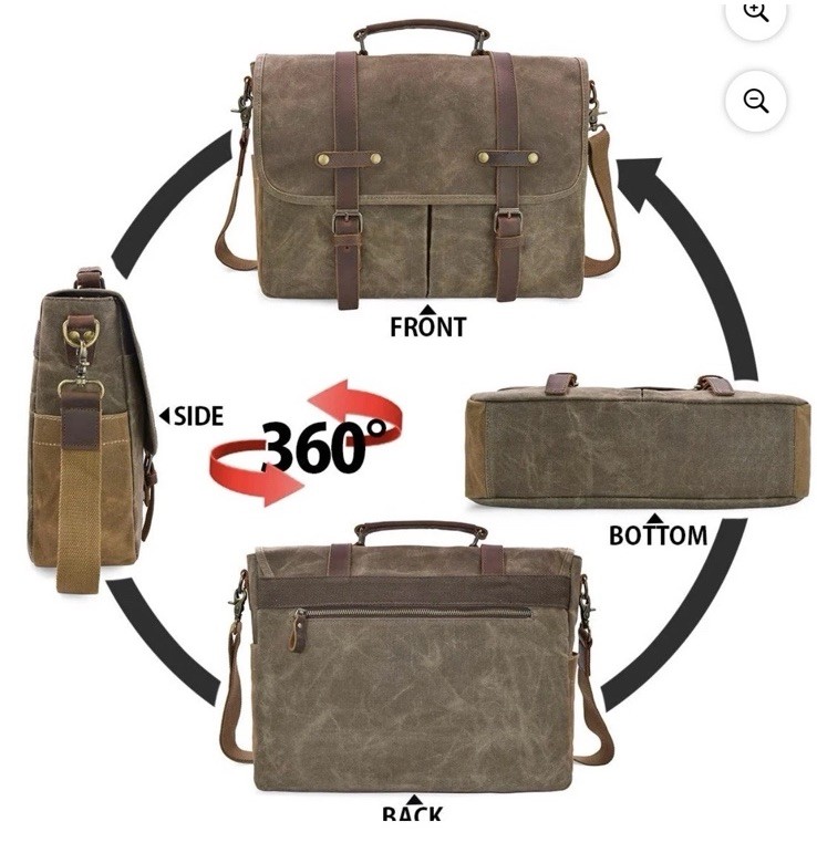 NEWHEY Men’s Rugged Leather Waterproof 15.6” Brown MessengerBag Laptop NWT
