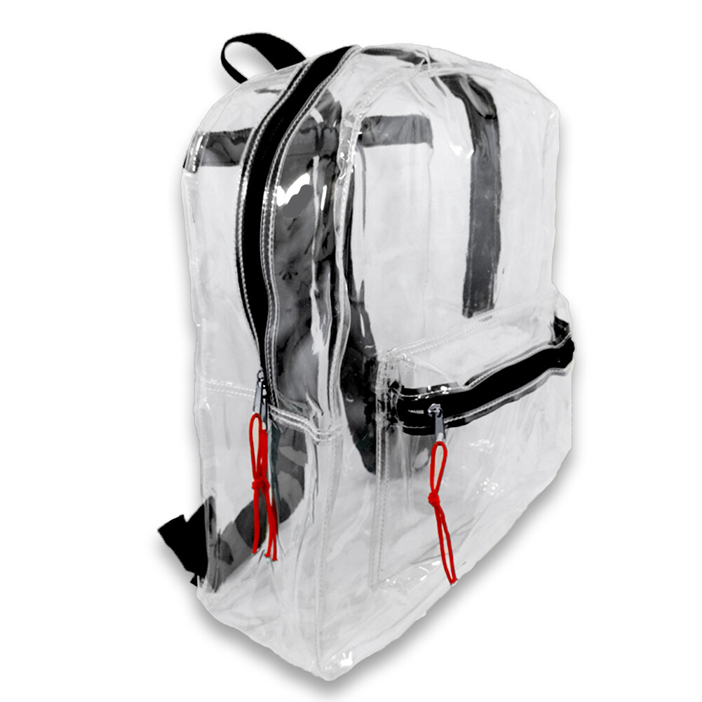 Transparent Clear Security Backpack Knapsack School College Bag with BLACK Trim