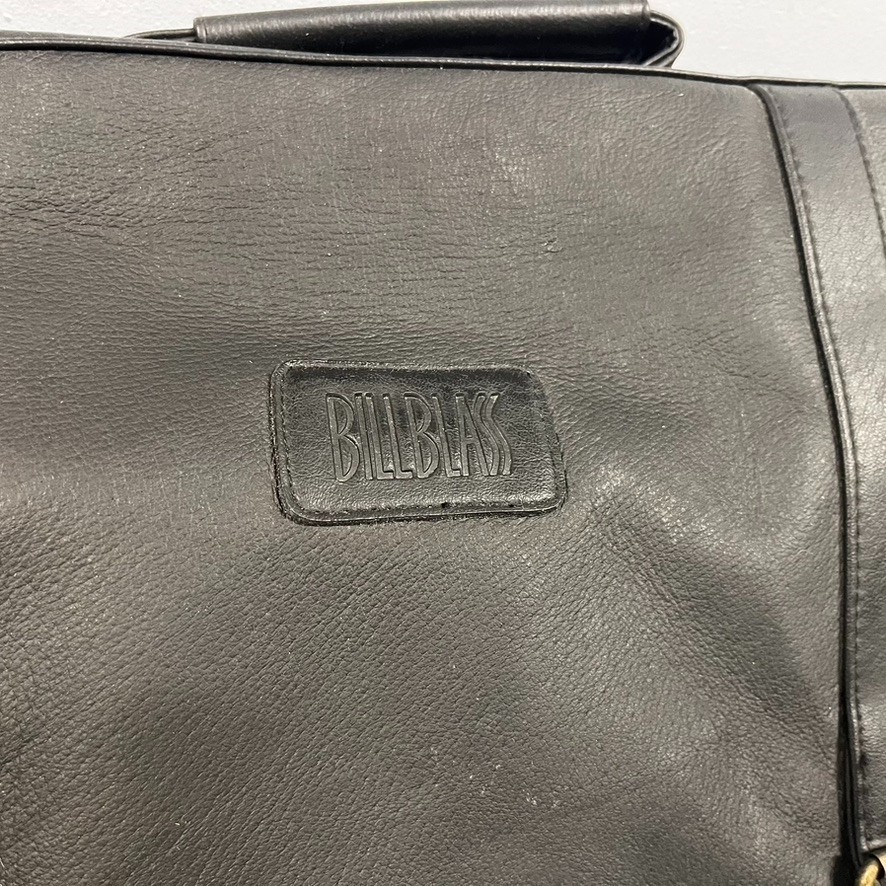 BILL BLASS Black Leather Laptop Messenger Travel Briefcase Shoulder Bag VTG
