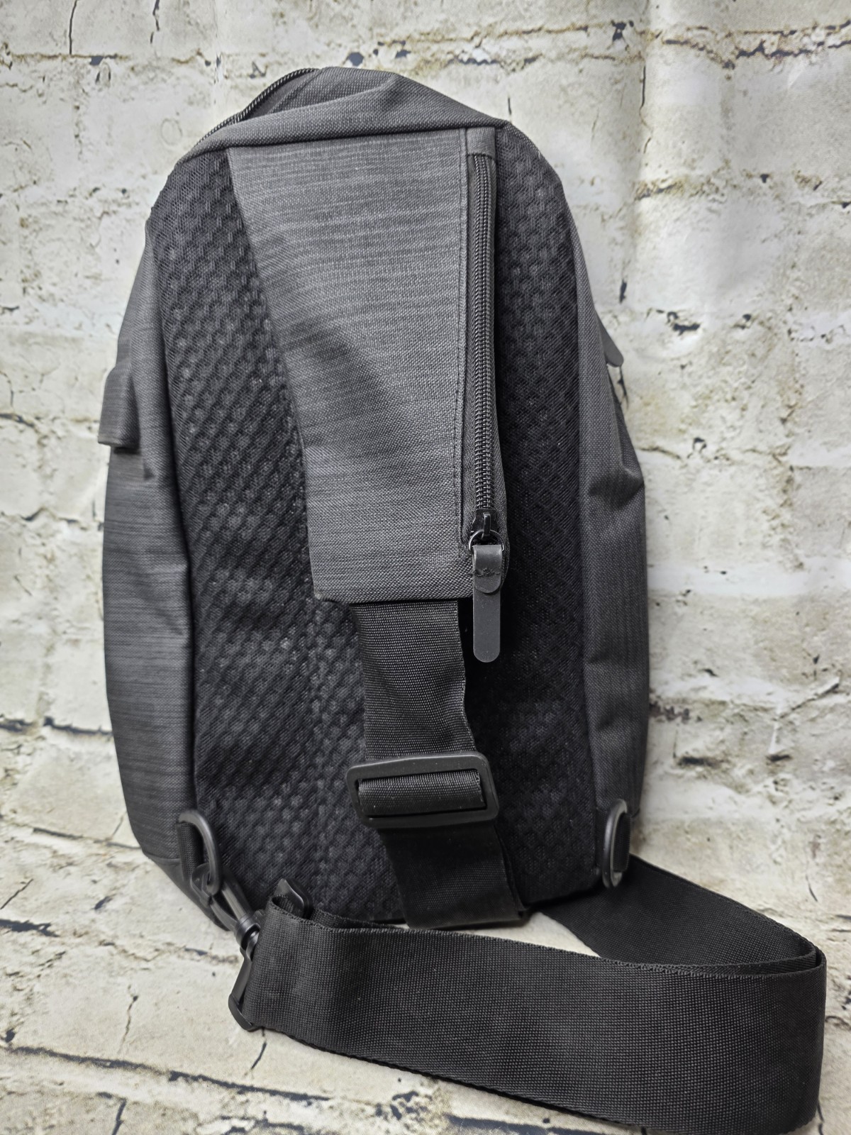 LEEDS Brand SAVAHCS Sling Crossbody Bag Backpack with USB Black w Grey 14x10x3