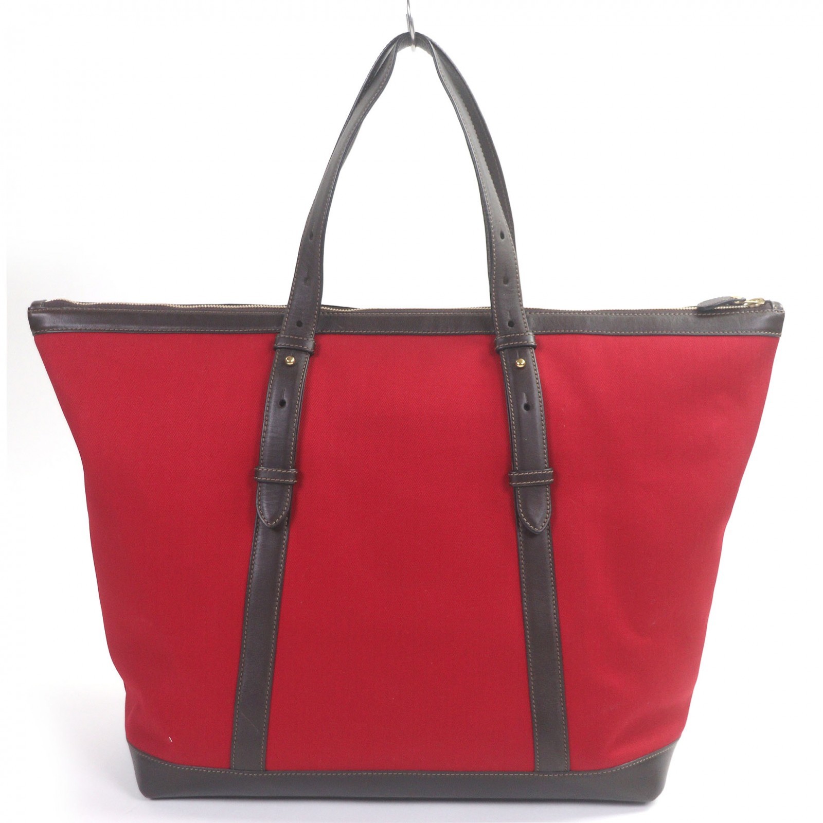 Very Good GHURKA Tote Bag Logo embossed large size Red canvas mens