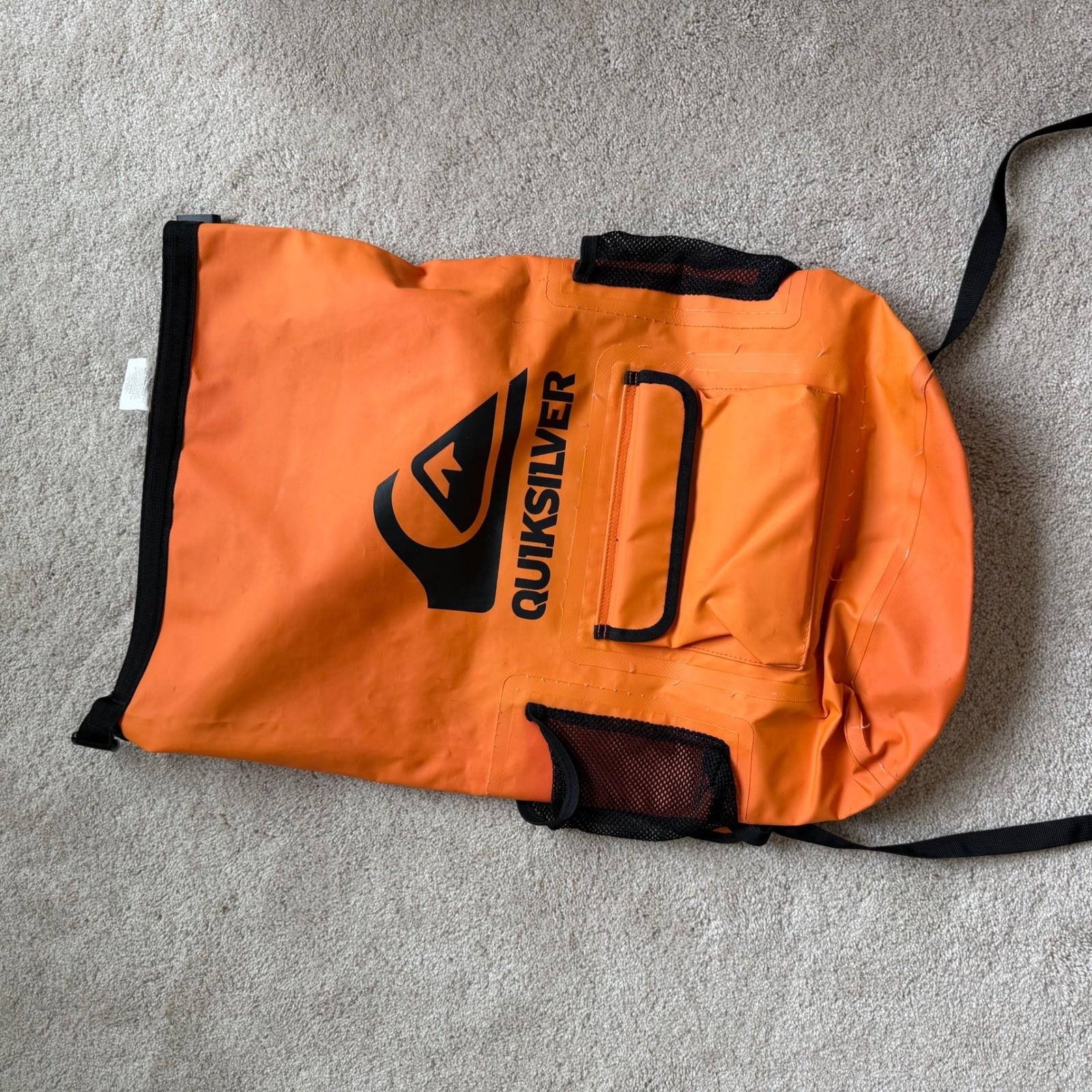 2013 Quiksilver Waterproof Dry Bag Backpack Orange Roll Top Surf Beach Gear Bag