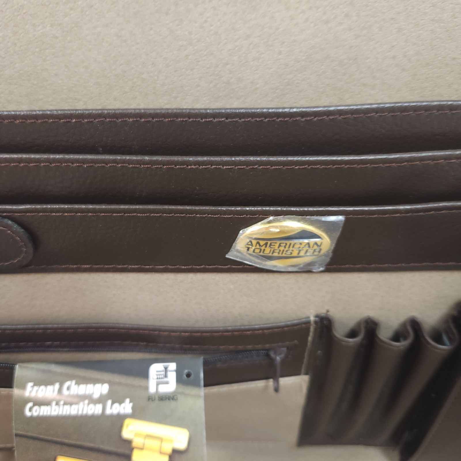 American Tourister Brown Hard-Sided Briefcase Attache Combo Lock Latch Organizer