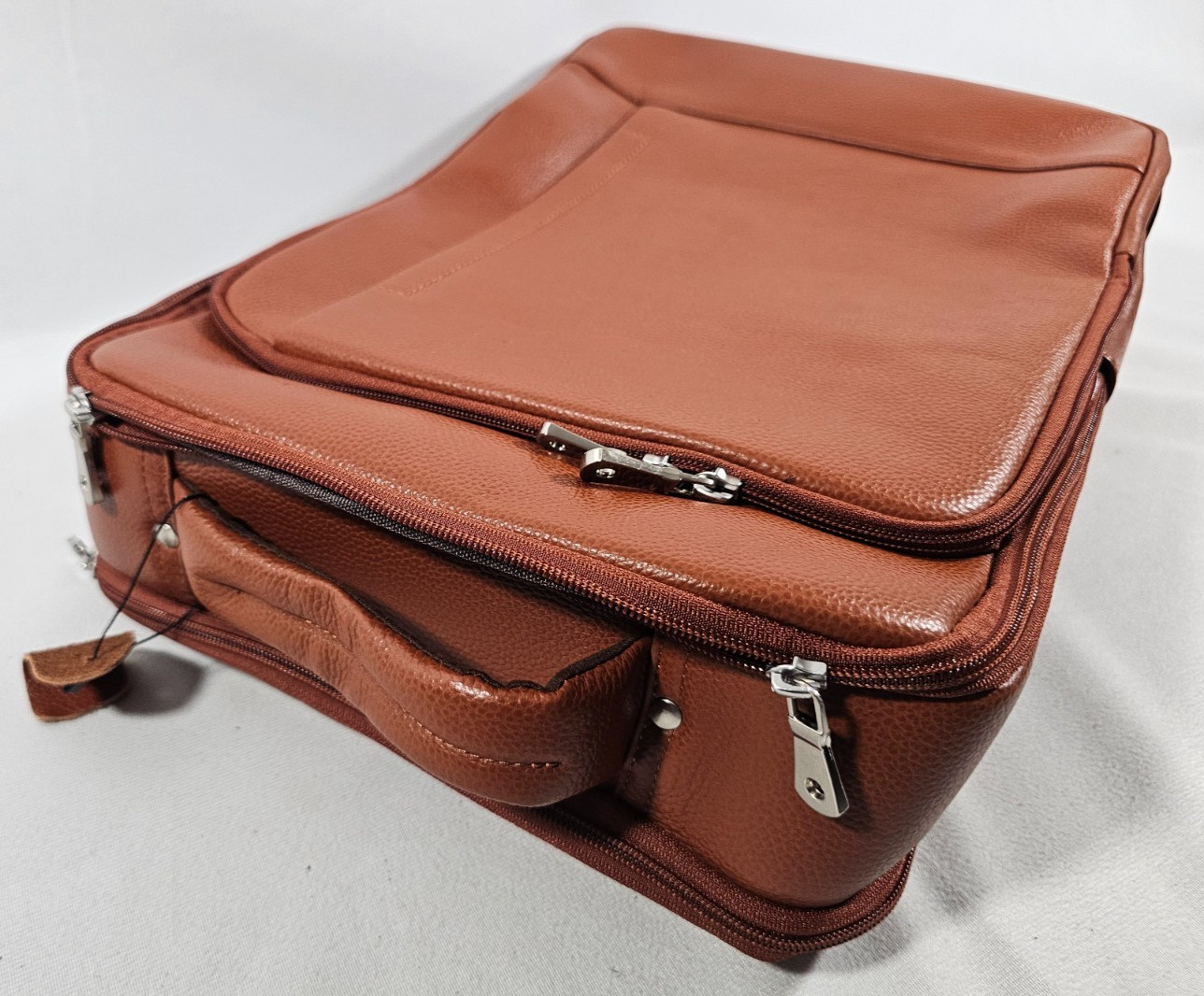Leather Backpack 15.6″ Laptop Sleeve for Men Women TSA Friendly Travel Brown