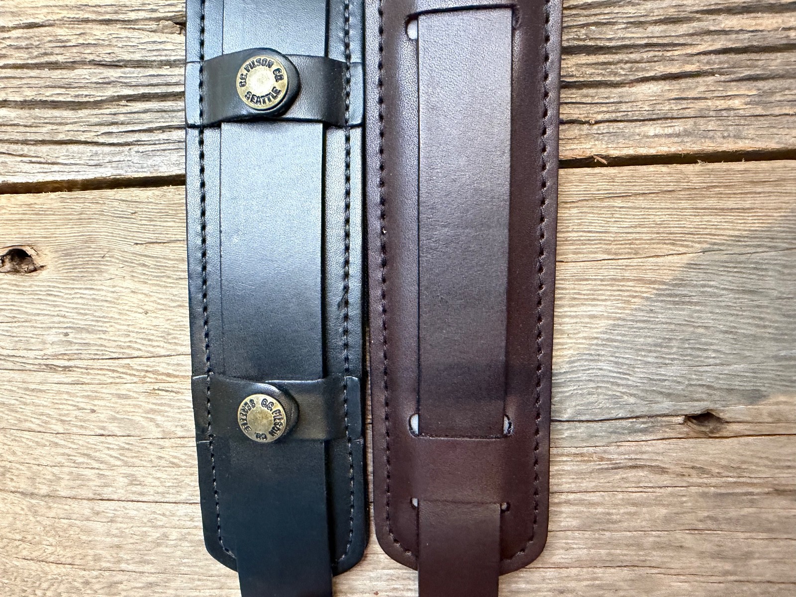 Filson Leather Shoulder Strap MADE IN USA Black Bridle Brass Adjustable Vintage
