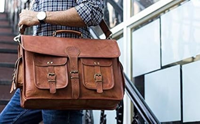Handmade Men’s Genuine Leather Vintage Laptop Messenger Briefcase Bag Satchel