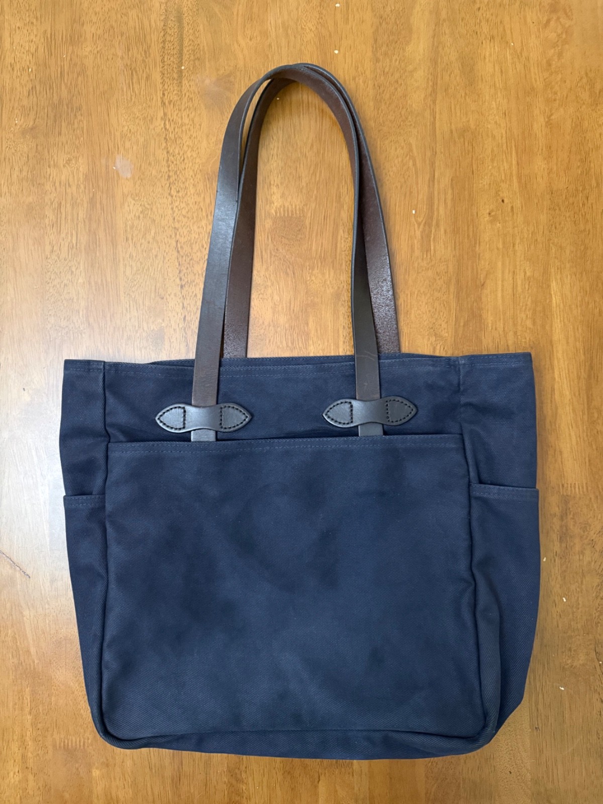 Filson 260 Rugged Twill Open Tote Navy Made in USA Leather Handles Shoulder Ba