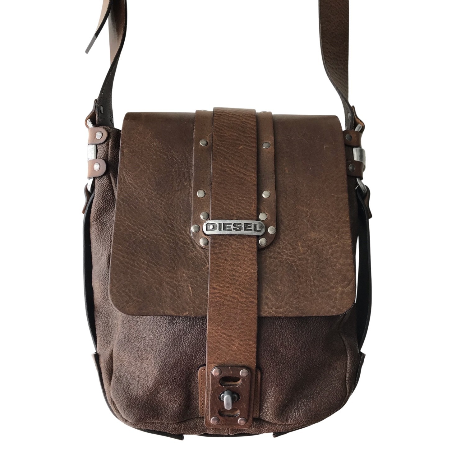 DIESEL Vintage All Leather Bag Medieval Studded Industrial Rivets Steampunk 00s