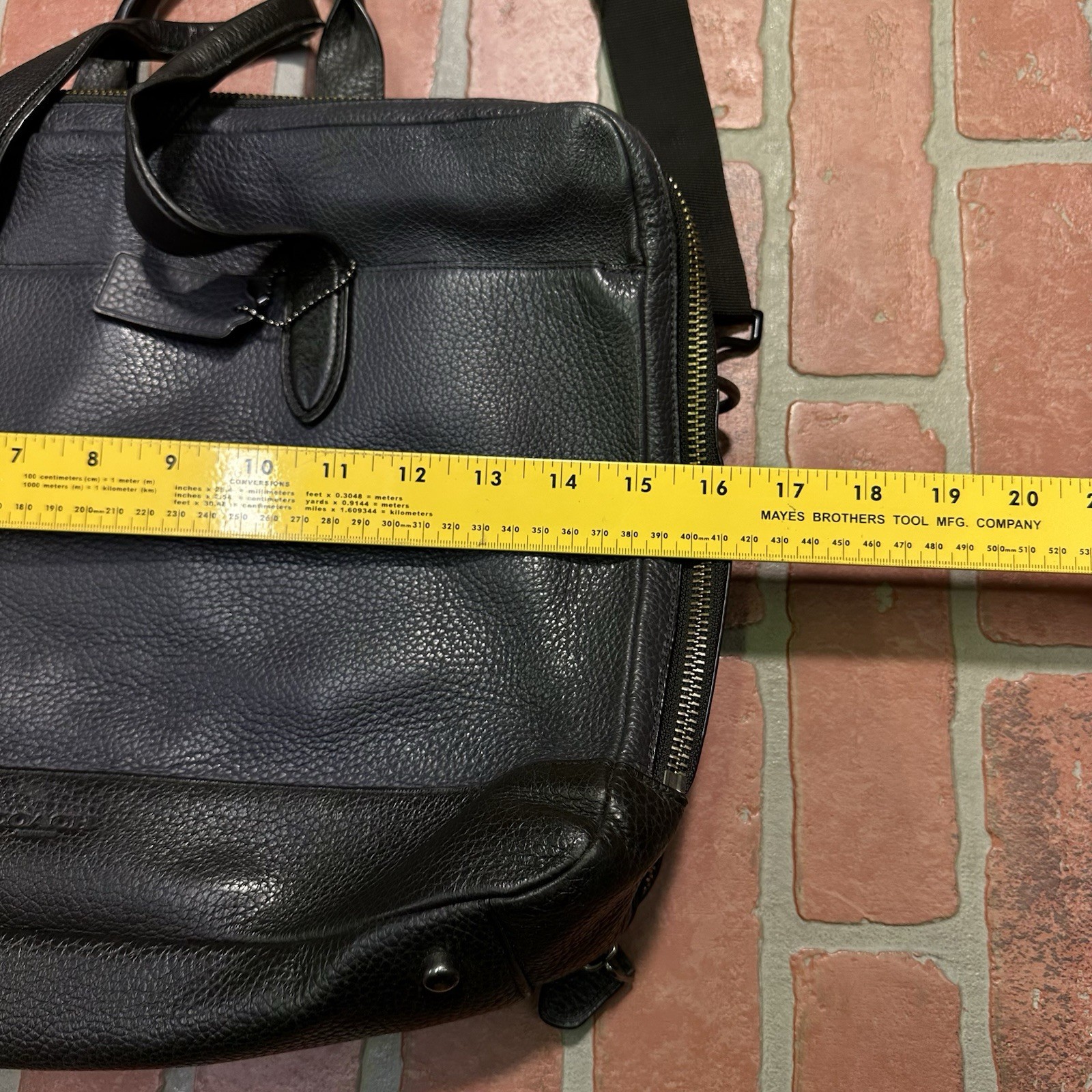 COACH PEBBLED HAMILTON LEATHER BRIEFCASE BAG TRAVEL NAVY BLUE BLACK HEAVY (29)