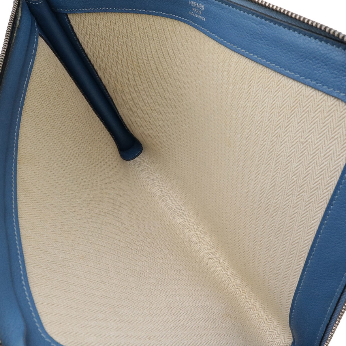 HERMES Zip Tablet Clutch Bag Evercolor Leather Blue D Stamp 2019 W28.5cm H20.5cm