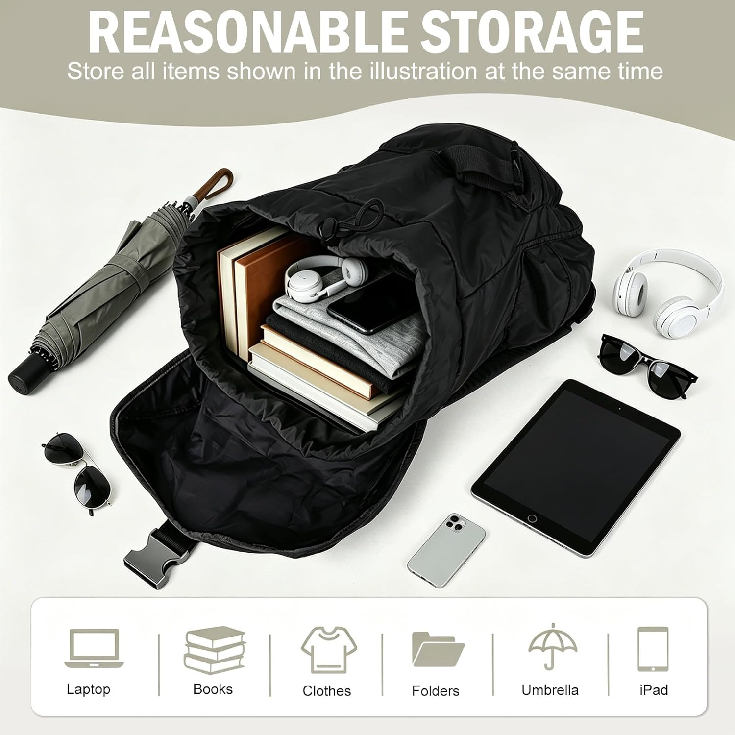 Black Lightweight Backpack for Travel Light Weight Design All Day Comfort | Men’