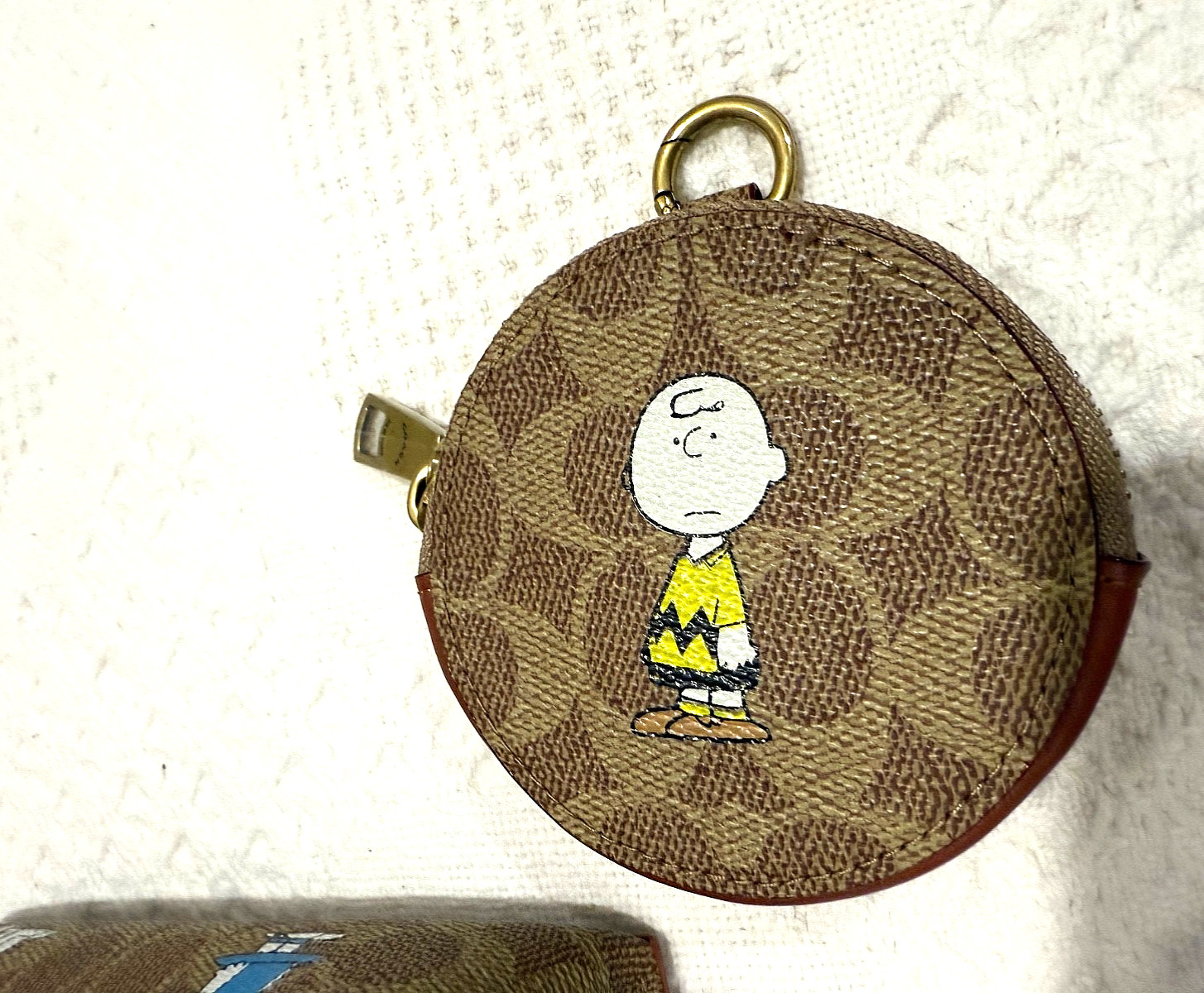 NEW COACH X PEANUTS CBF74 Willow Tote 18, Signature Canvas Removable Pouch