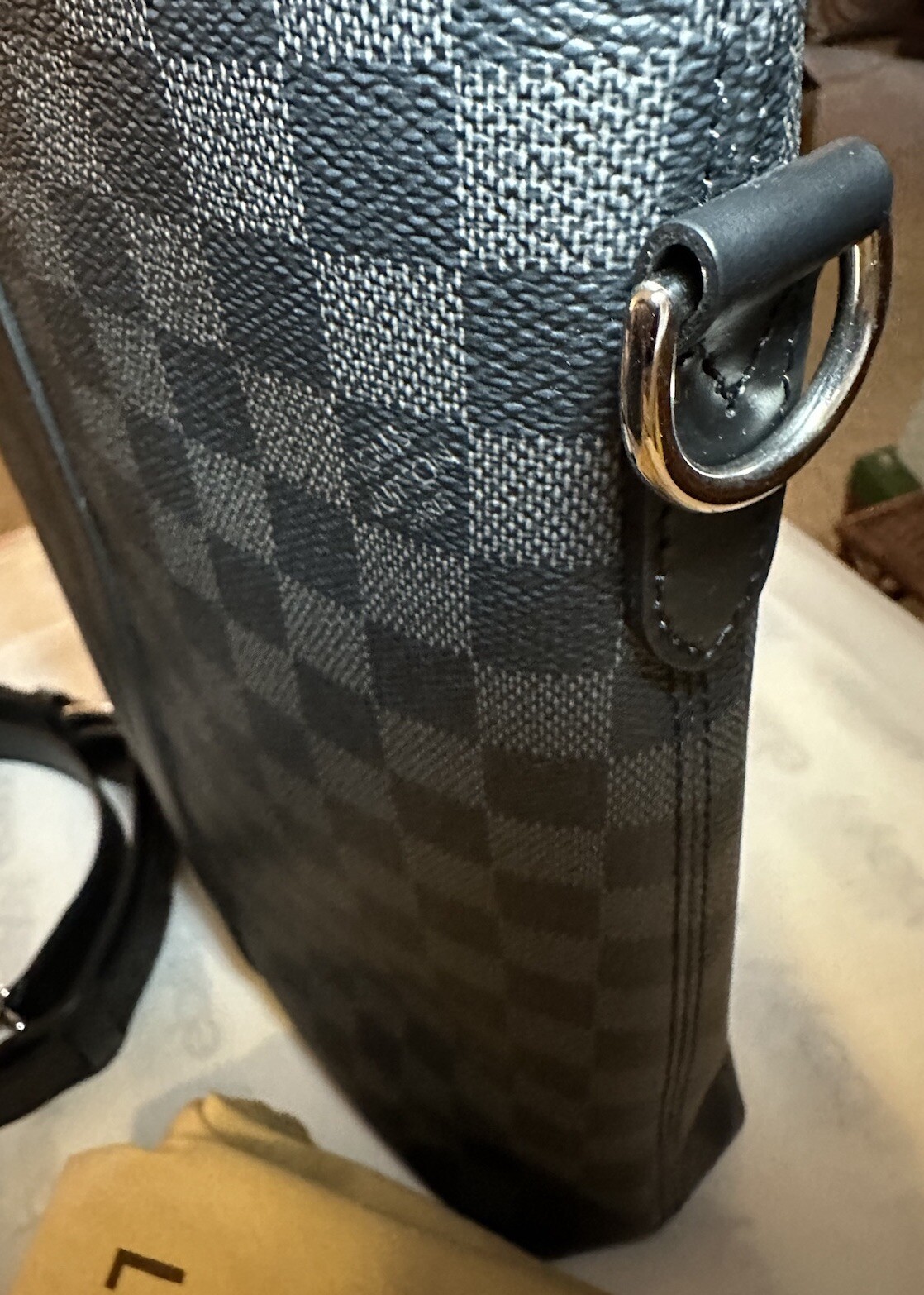 Louis Vuitton Anton Tote Bag Damier Graphite N40000 Black Business Unisex New
