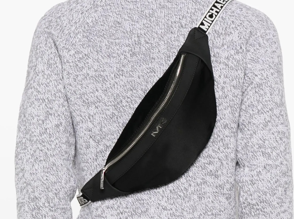 New Mens Michael Kors Black Malone Nylon Belt Sling Crossbody Shoulder Waist Bag