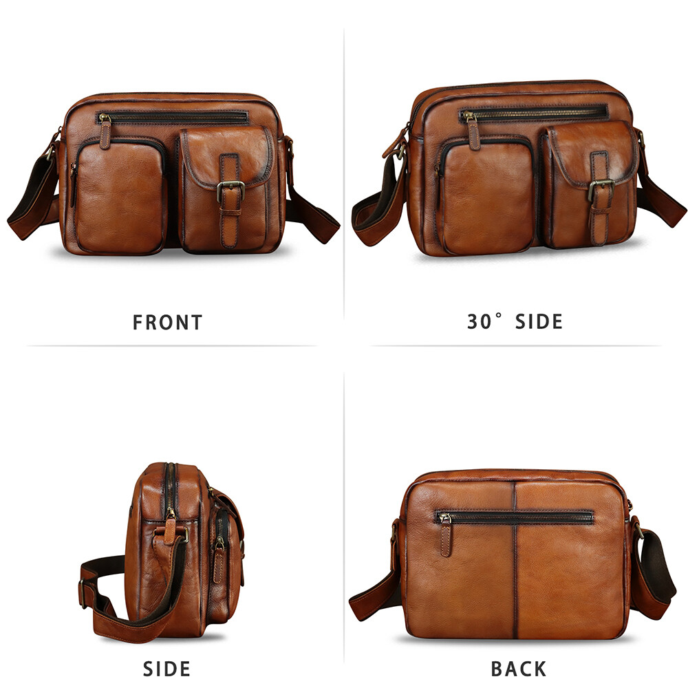 Genuine Leather Large Messenger Bag and Briefcase Purse for Men Shoulder Bag