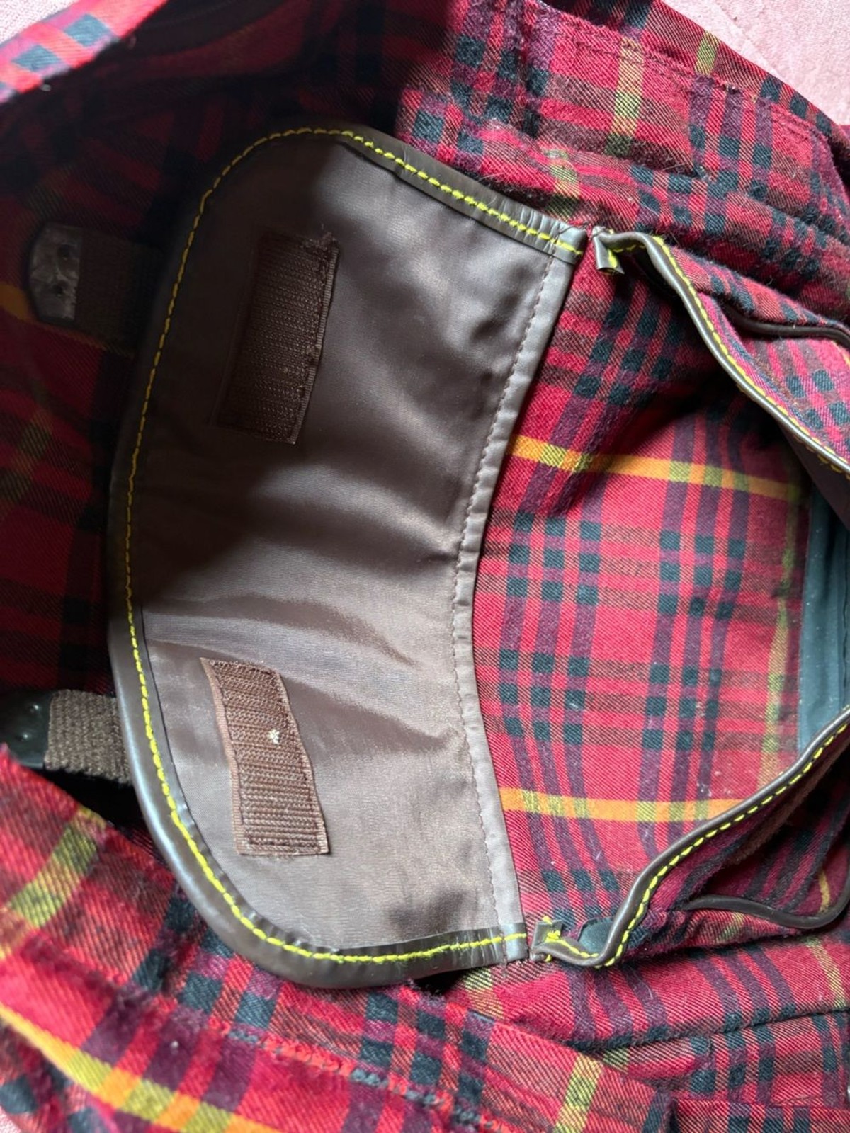 Vtg 90s Dr Martens Red Plaid Backpack- Red Yellow Brown Black- Grunge
