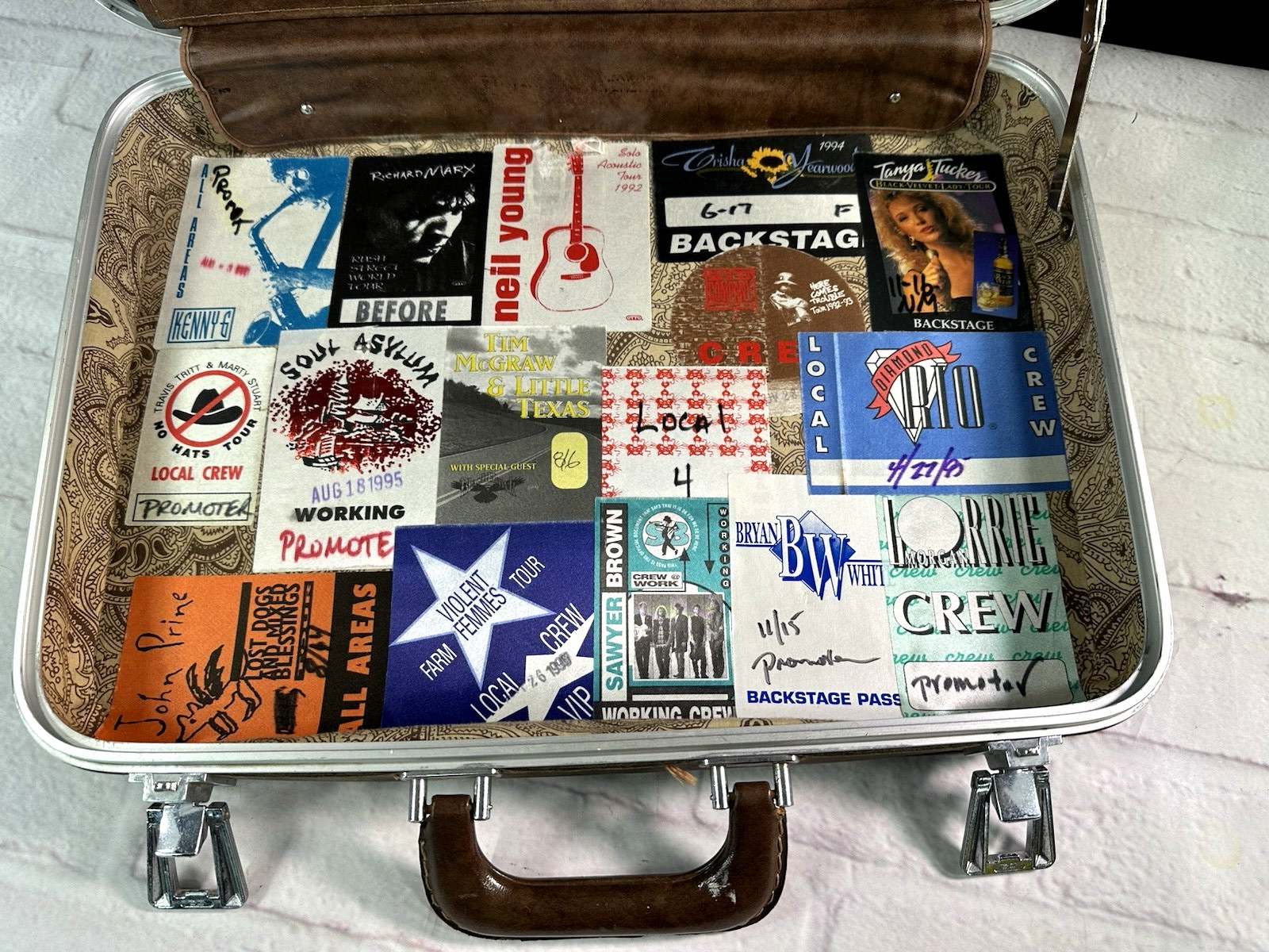 Vintage 1960’s Sears Featherlite Attache Briefcase w/ Band Backstage/Stickers