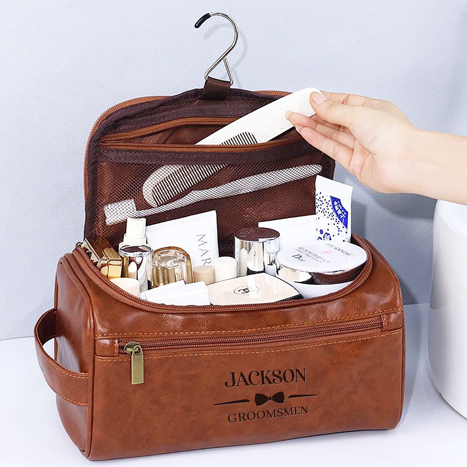 Personalized Leather Toiletry Bag, Gift for Groomsmen, Fathers Day, Wedding