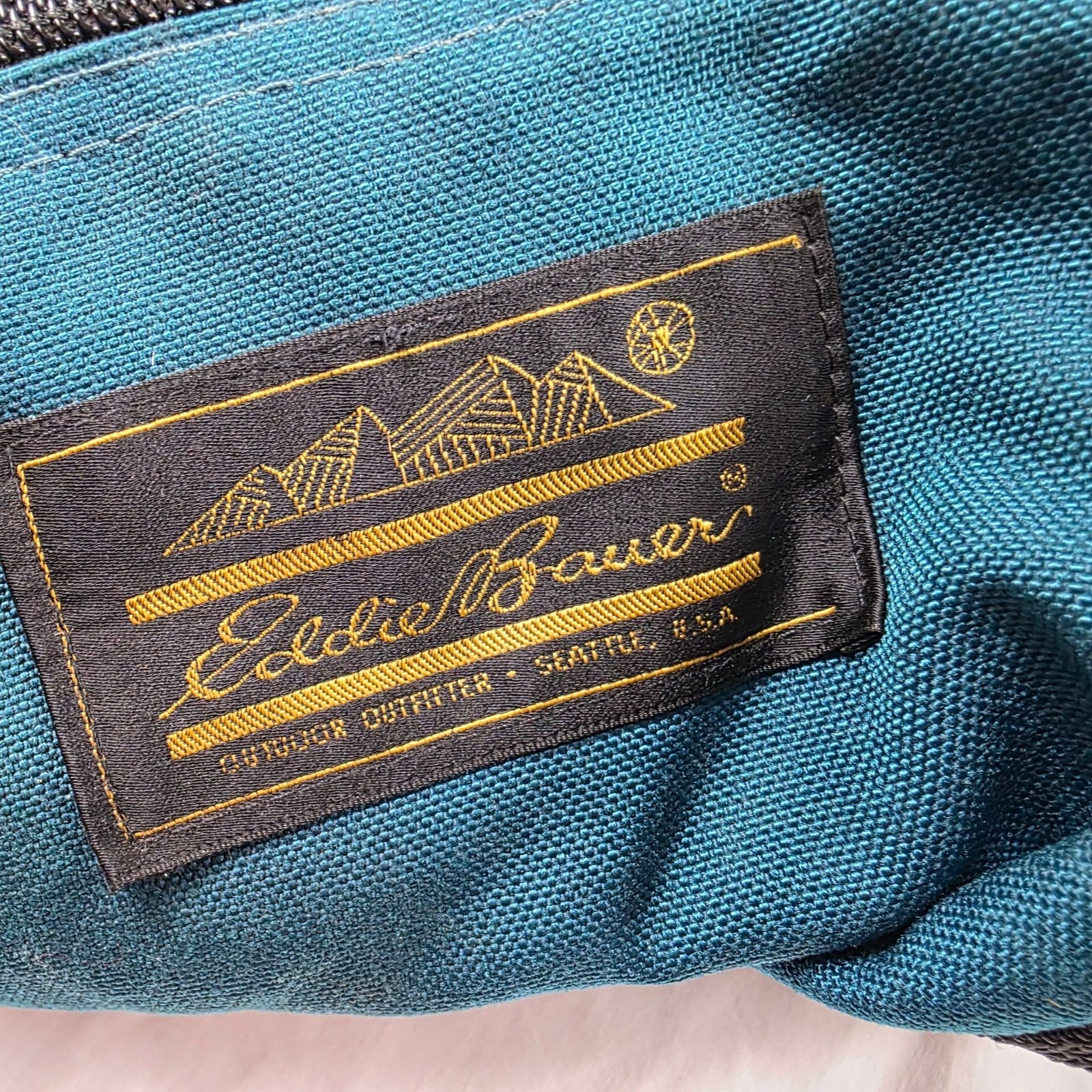 Vintage Eddie Bauer Small Blue Black Nylon Duffel Bag Outdoor Gear Made In USA