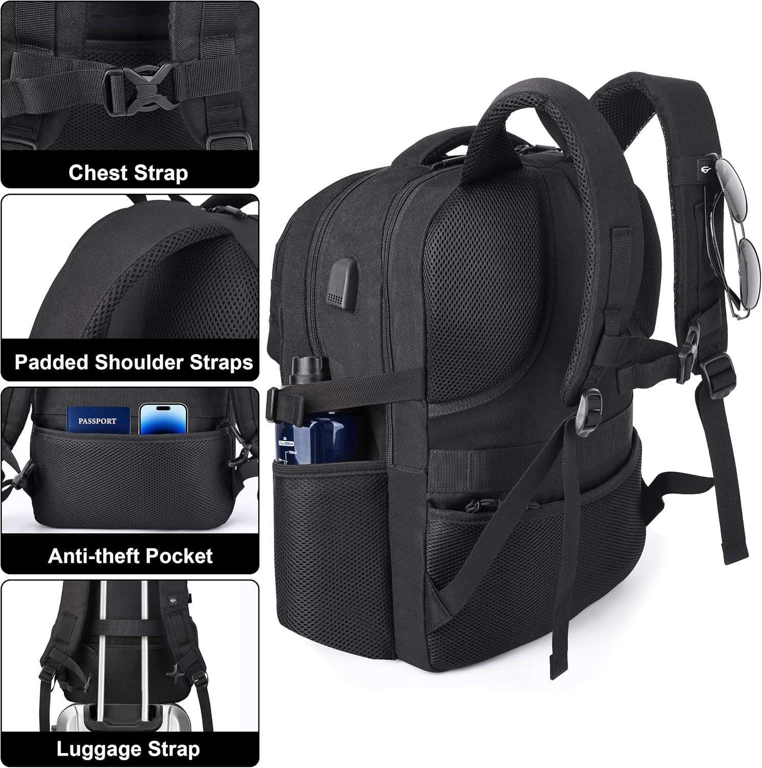 17-Inch Tactical Laptop Backpack with USB Charger – Flight Approved Carry-On