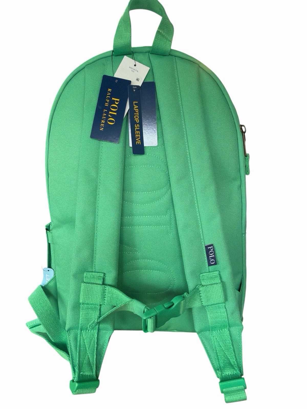 NWT Polo Ralph Lauren Bear Canvas Laptop Backpack College School Plato Green