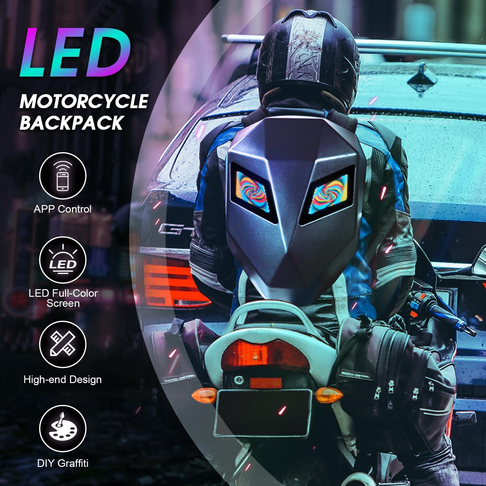 LED Display Backpack Business Travel Laptop Backpack Motorcycle Cycling Backpack